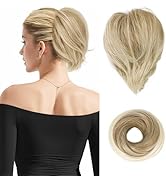 BARSDAR Straight Hair Bun Extensions - Synthetic Fully Short Ponytail Hair Bun Extensions for Wom...