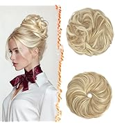 BARSDAR 2 PCS Messy Bun Hair Pieces - Elastic Blonde Messy Hair Bun Scrunchies Extensions for Wom...