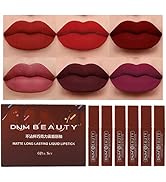 evpct 6Pcs Long Lasting Dark Red Black Matte Liquid Lipsticks Set 24 labiales matte mate larga du...