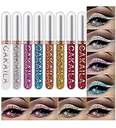 evpct 8 Colors Liquid Glitter Eyeliner Liquid Sets,Glitter Eye Liners for Women Liquid White Silv...