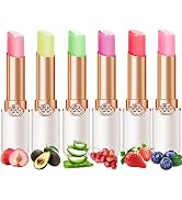6 Pcs/Set Peach Aloe Vera Strawberry Blueberry Avocado Grape Jelly Lipstick Set Temperature Chang...