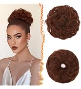 BARSDAR 2 PCS Messy Bun Hair Pieces - Elastic Medium Auburn Messy Hair Bun Scrunchies Extensions ...