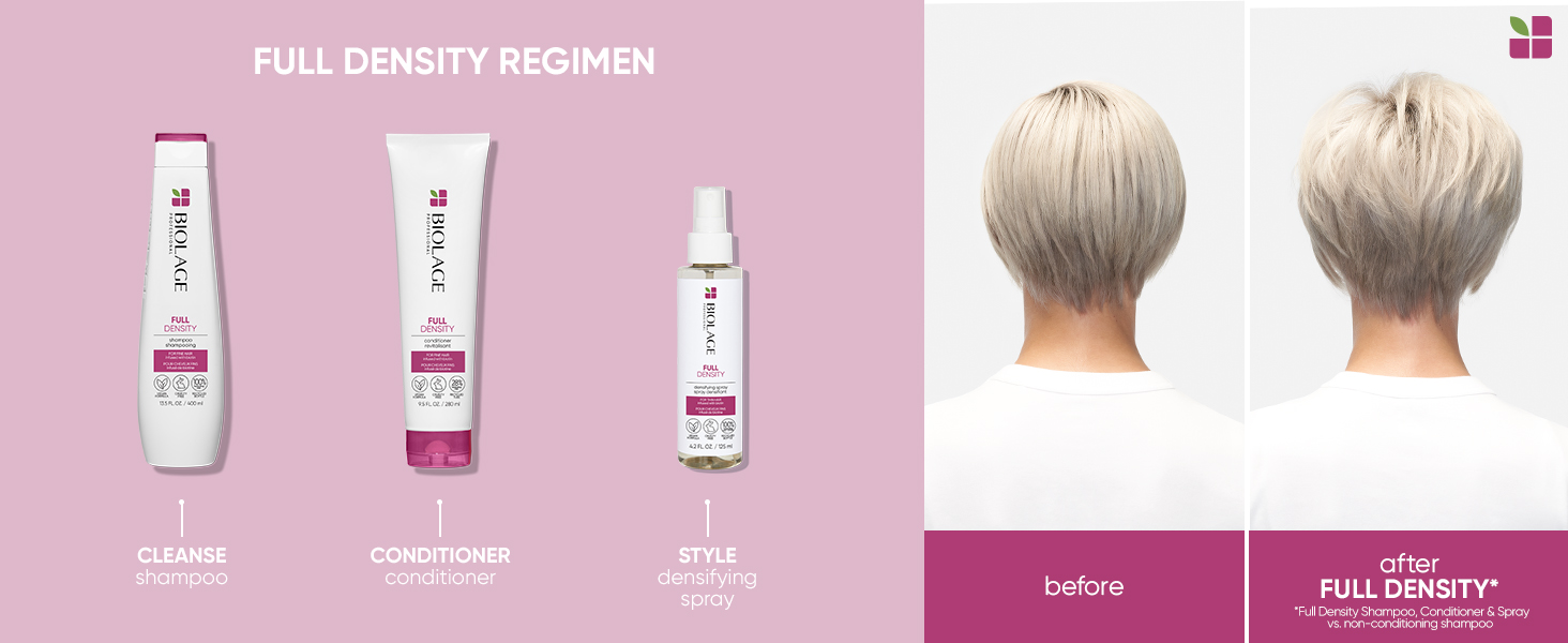 Complete your full density regimen with shampoo, conditioner and spray
