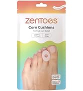 ZenToes Waterproof Corn Pads for Toes, Flexible, Skin-Safe Adhesive Corn Cushions, Thick Latex-Ba...