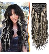 BARSDAR Clip in Hair Extensions - 20 In Highlight Wavy Clip in Hair Extensions for Women - 5PCs T...