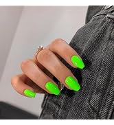 Green Short Coffin Press on Nails Medium Coffin Nails Press ons, Glue on Nails Short Fake Nails f...