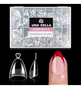 UNA GELLA Extra Short Almond Nail Tips Half Cover Short Almond Shape Gel Nail Tips Matte 216pcs C...