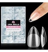 UNA GELLA Short Almond Nail Tips, 312pcs Short Almond Gel X Nail Tips Half Matte Soft Gel Nail Ti...