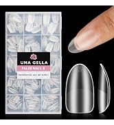 UNA GELLA Short Oval Round Nail Tips, 312Pcs Short Oval Gel X Nail Tips, 15 Sizes Full Matte Surf...