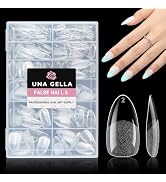 UNA GELLA Medium Almond Gel X Tips, 312pcs Pointed Almond Nail Tips Pre-shape Half Matte Full Cov...